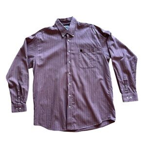 Cinch men's L 100% cotton plaid pink/dusty rose long sleeve button down shirt